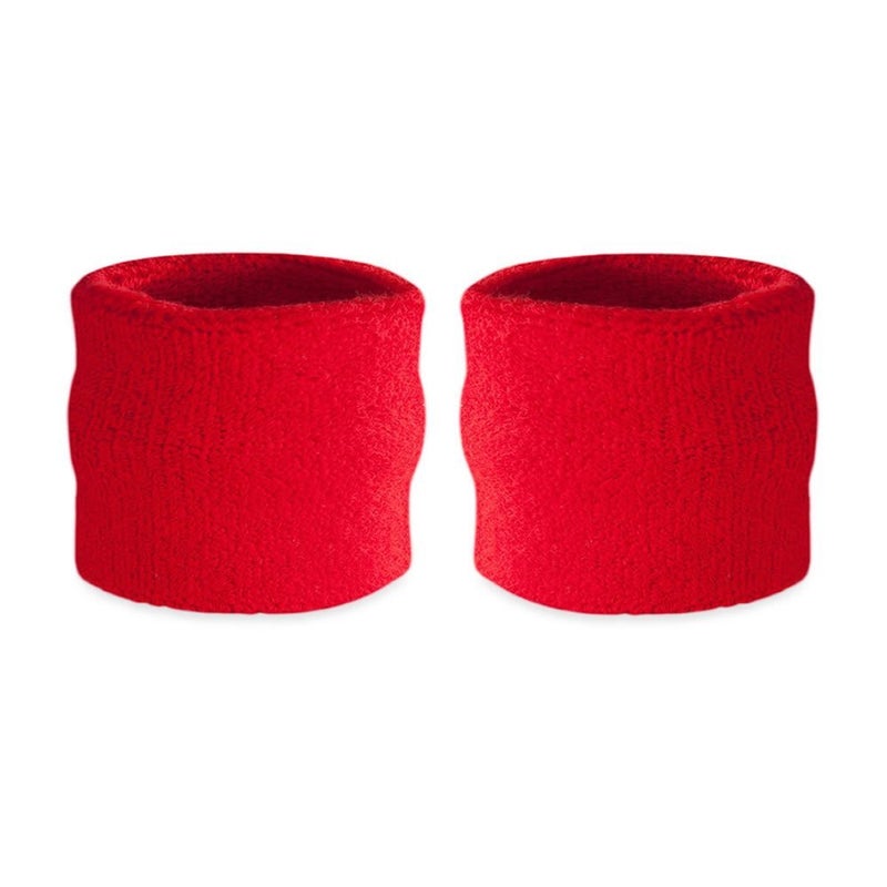 Suddora Wrist Sweatbands, Absorbent and Breathable Thick Cotton Bands for Working Out, Gymnastics, Basketball, Tennis, and Football, Multiuse Wristbands for Costumes and Cosplay, Red - Image 1